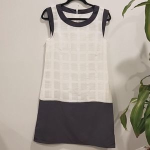 Peserico Italian Made Textured Cotton Shift Dress White Grey Size 42 M